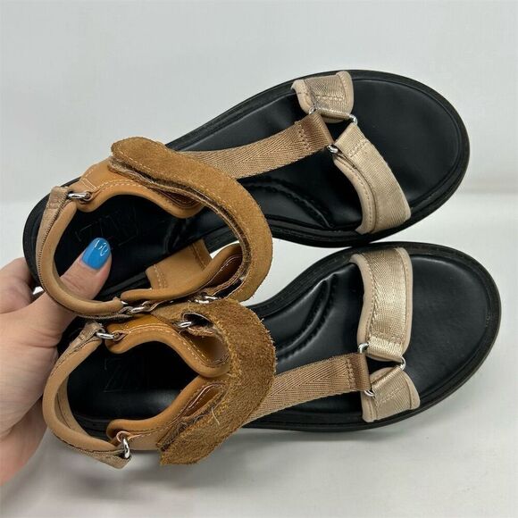 Zara Women's Brown Strappy Slingback Platform Sandals Size 6.5 (EU 37) Summer - Picture 14 of 16